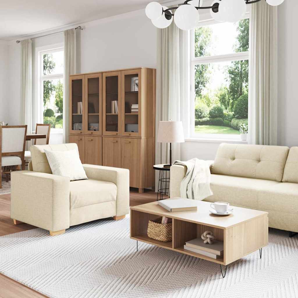 Sofa mit Kissen mit Kissen 3 pcs Beige 220 x 78 x 84 cm Leinen