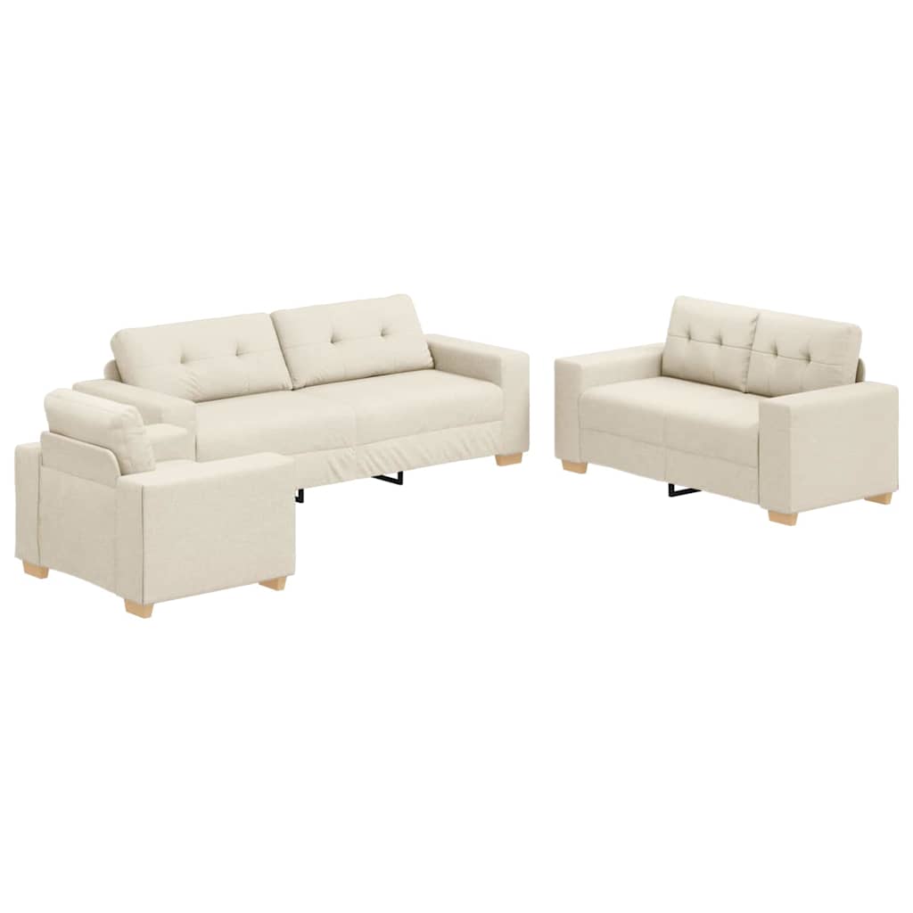Sofa mit Kissen mit Kissen 3 pcs Beige 220 x 78 x 84 cm Leinen