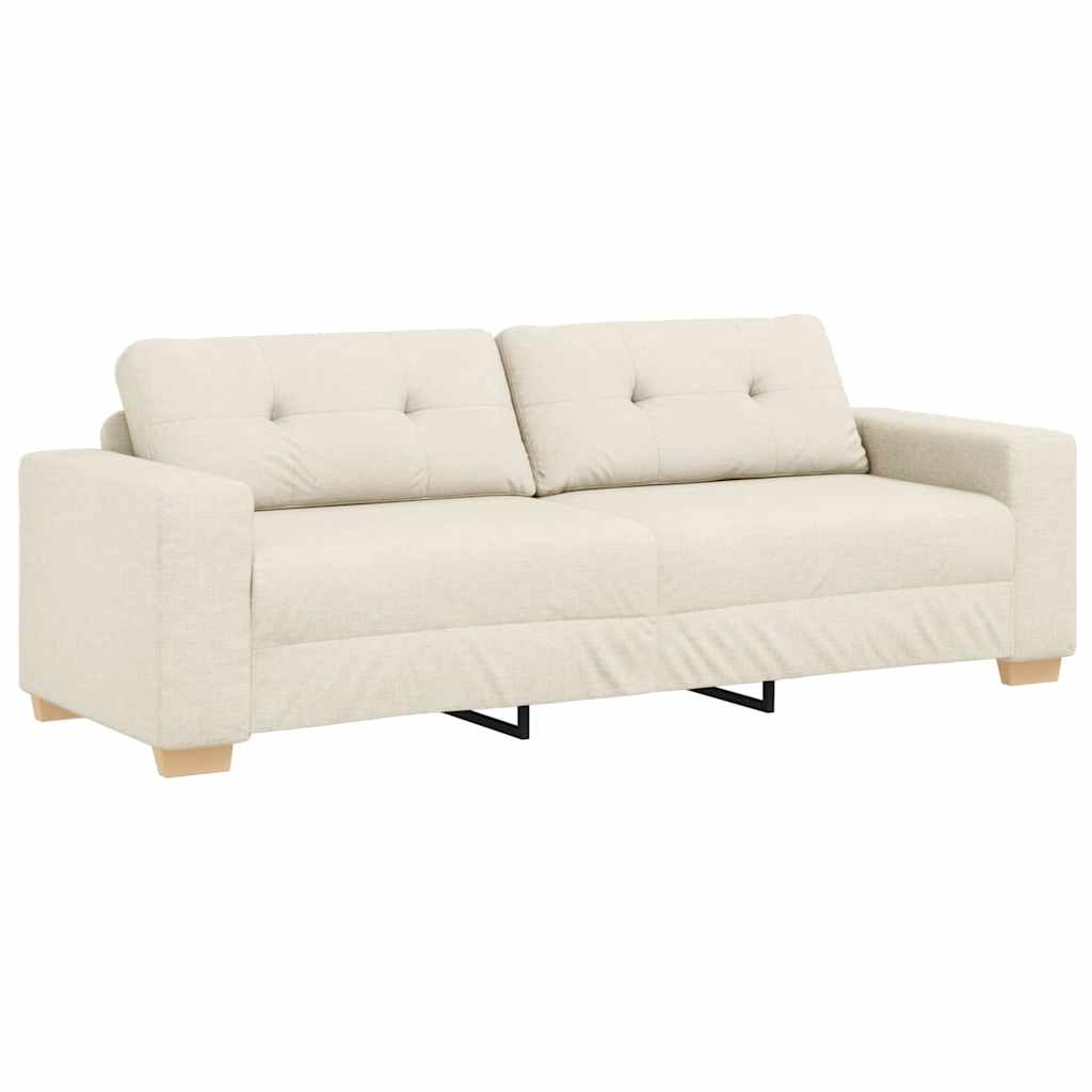 Sofa mit Kissen mit Kissen 3 pcs Beige 220 x 78 x 84 cm Leinen