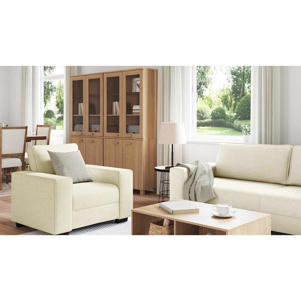 Sofa mit Kissen mit Kissen 3 pcs Beige 221 x 77 x 82 cm Leinen