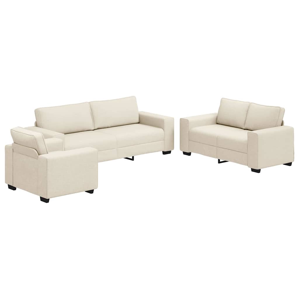 Sofa mit Kissen mit Kissen 3 pcs Beige 221 x 77 x 82 cm Leinen