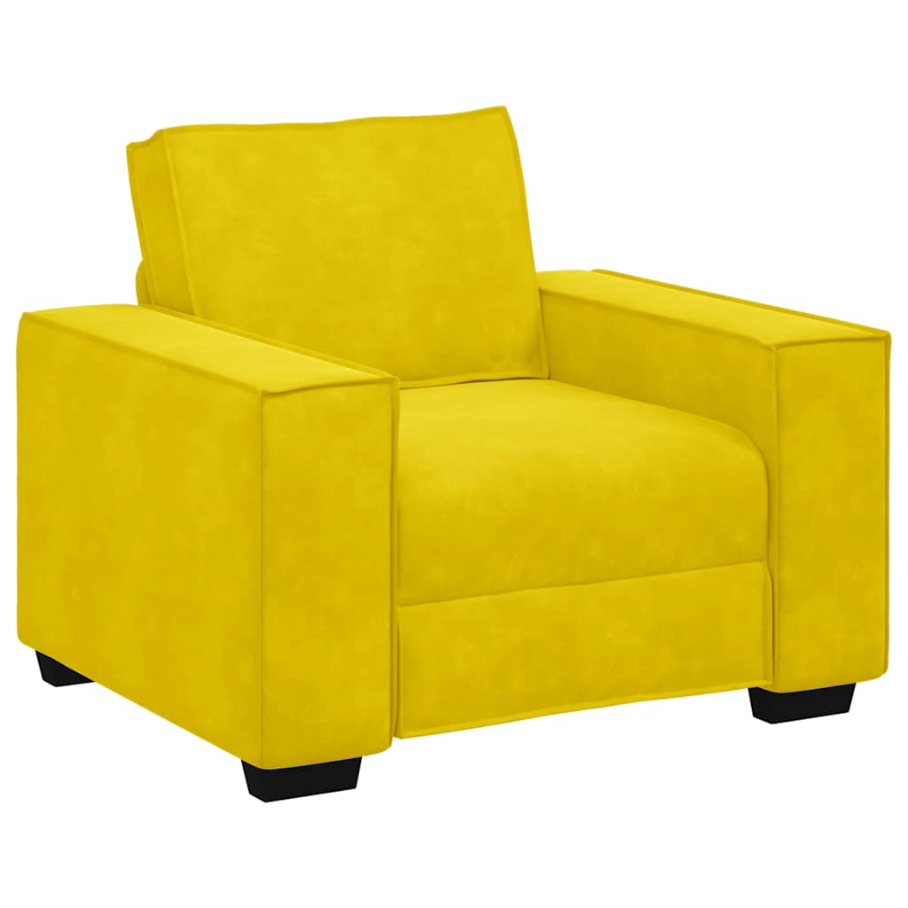 Ensemble de canapé 3 pièces avec coussins en velours jaune