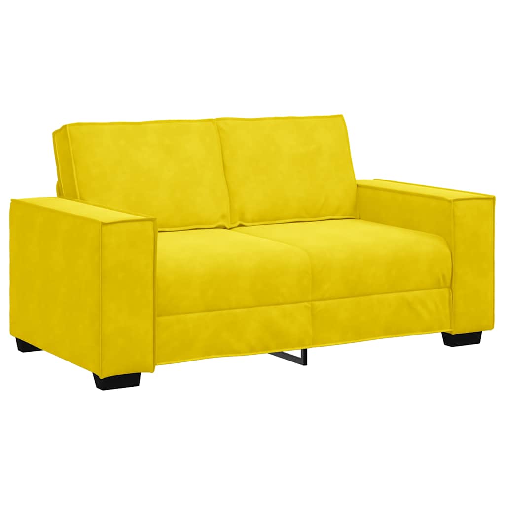 Ensemble de canapé 3 pièces avec coussins en velours jaune