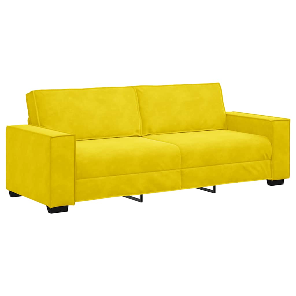 Ensemble de canapé 3 pièces avec coussins en velours jaune