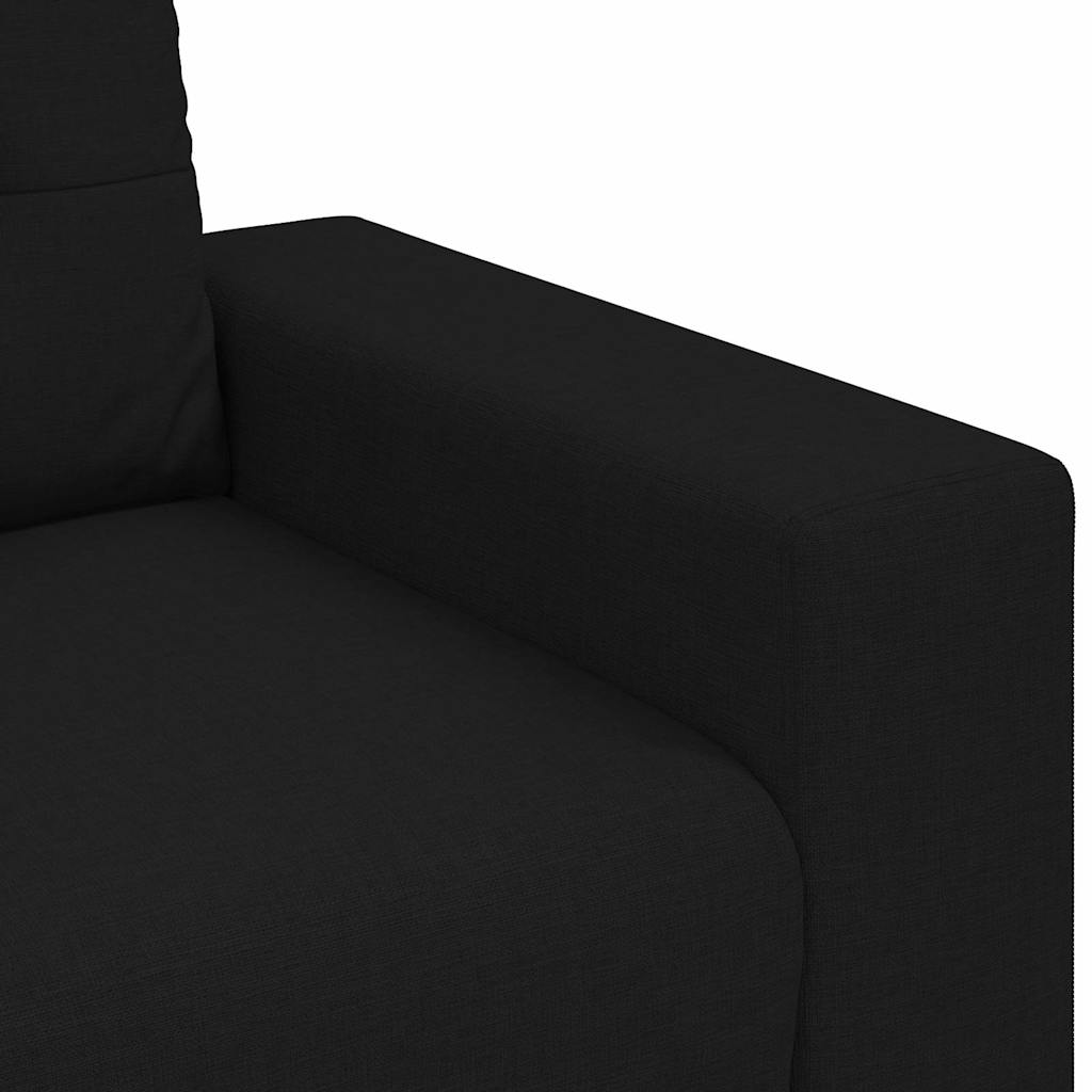 Sofa Set mit Kissen mit Kissen 3 pcs Schwarz Stoff