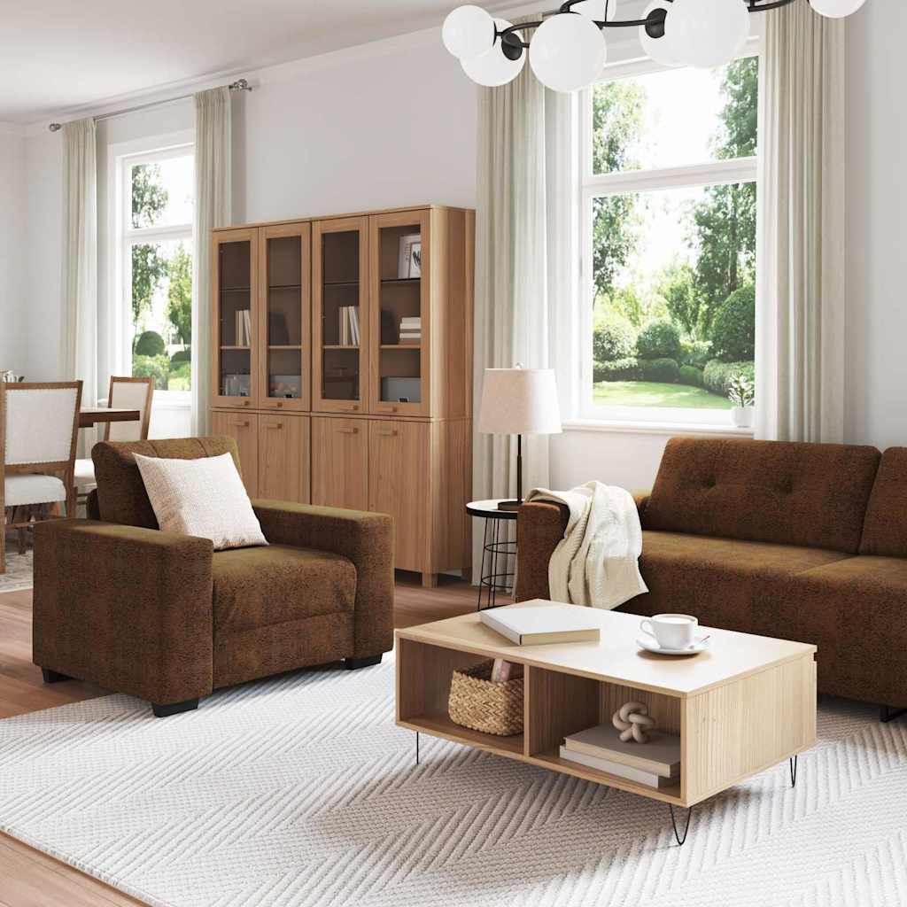 Sofa Set mit Kissen 3 pcs Braun 221 x 78 x 80 cm Kunstleder