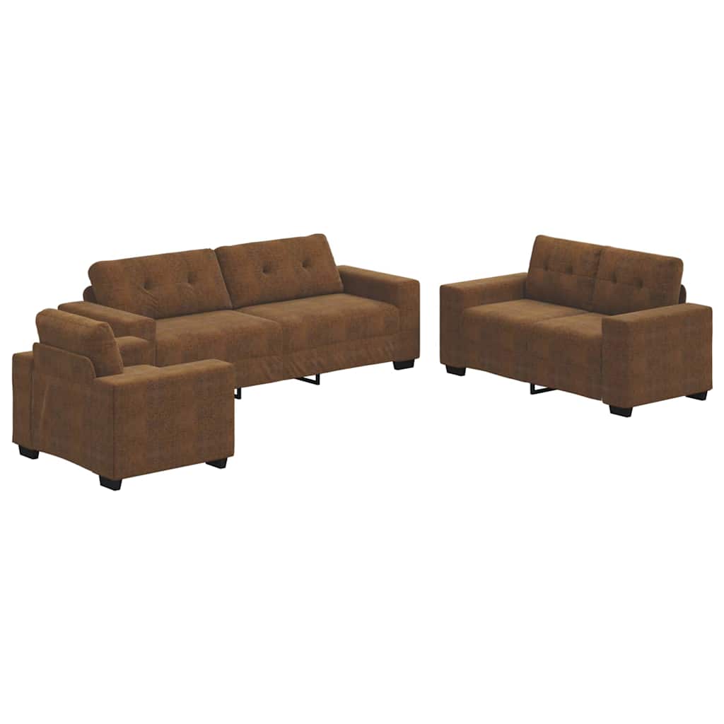 Sofa Set mit Kissen 3 pcs Braun 221 x 78 x 80 cm Kunstleder