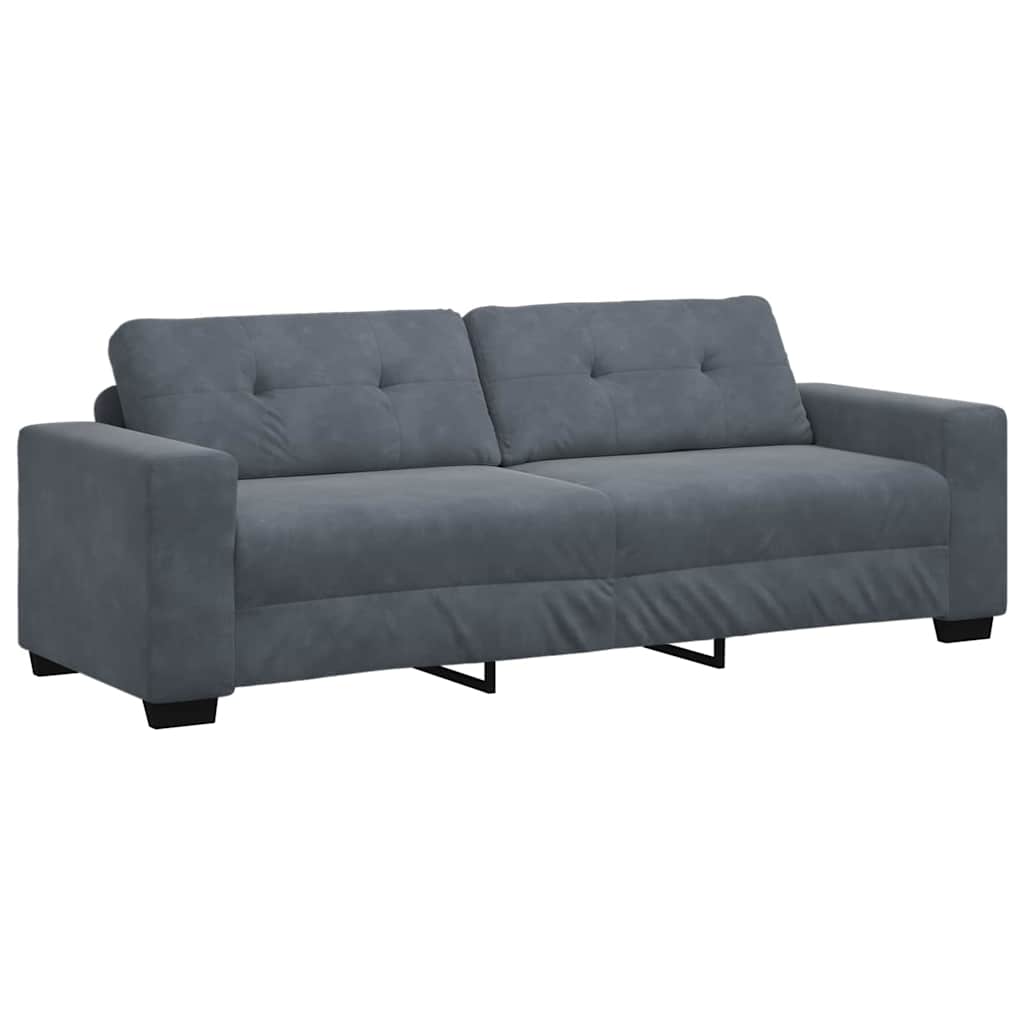 Sofa Set mit Kissen 3 pcs Grau 221 x 78 x 80 cm Samt