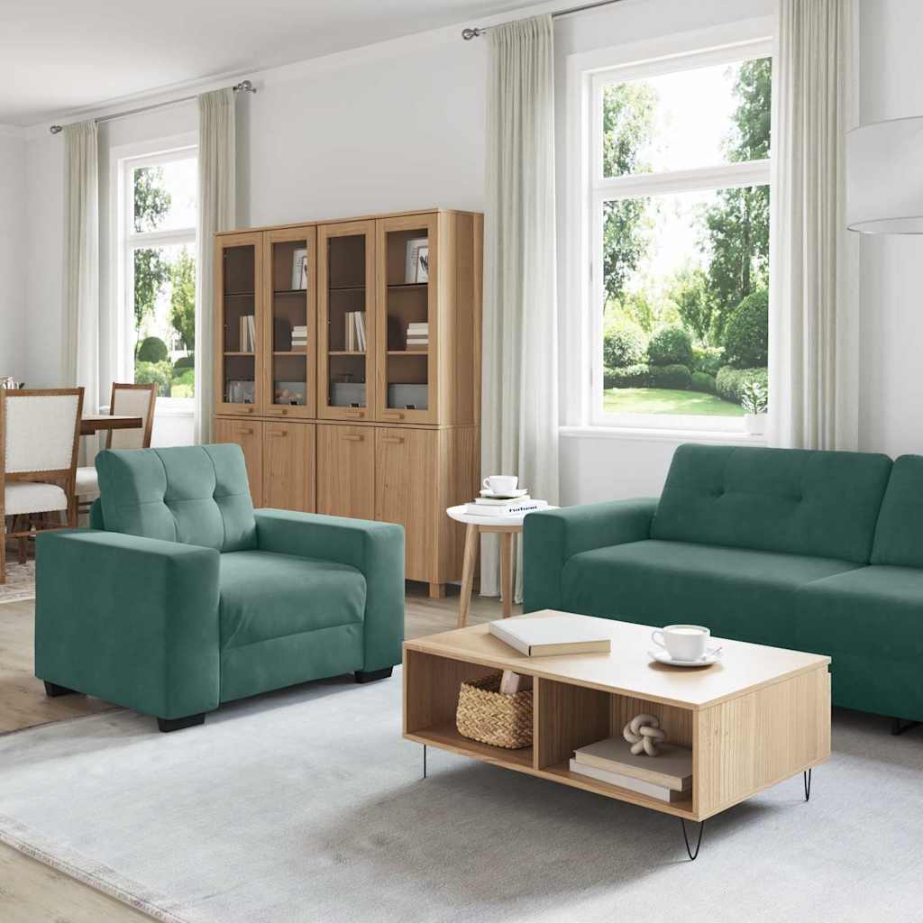Sofa Set mit Kissen 3 pcs Dunkelgrün 221 x 78 x 80 cm Samt