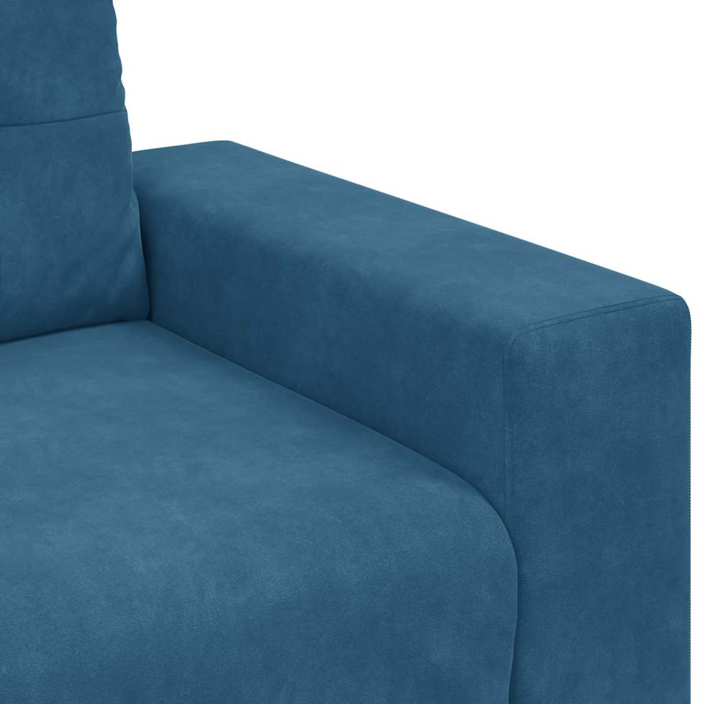 Sofa Set mit Kissen 3 pcs Blau 221 x 78 x 80 cm Samt