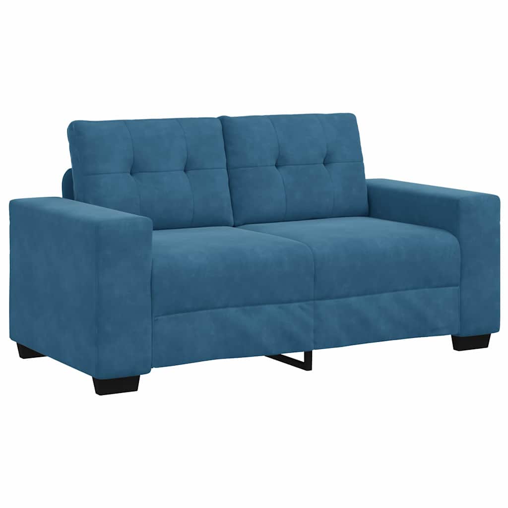 Sofa Set mit Kissen 3 pcs Blau 221 x 78 x 80 cm Samt