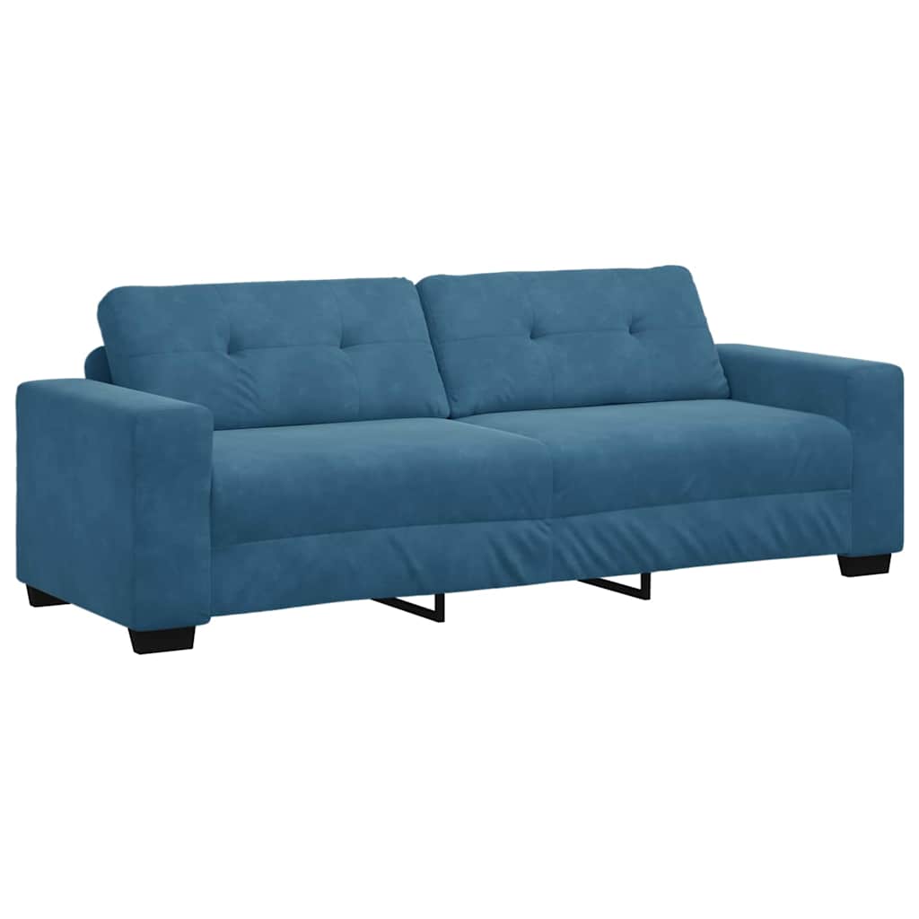 Sofa Set mit Kissen 3 pcs Blau 221 x 78 x 80 cm Samt