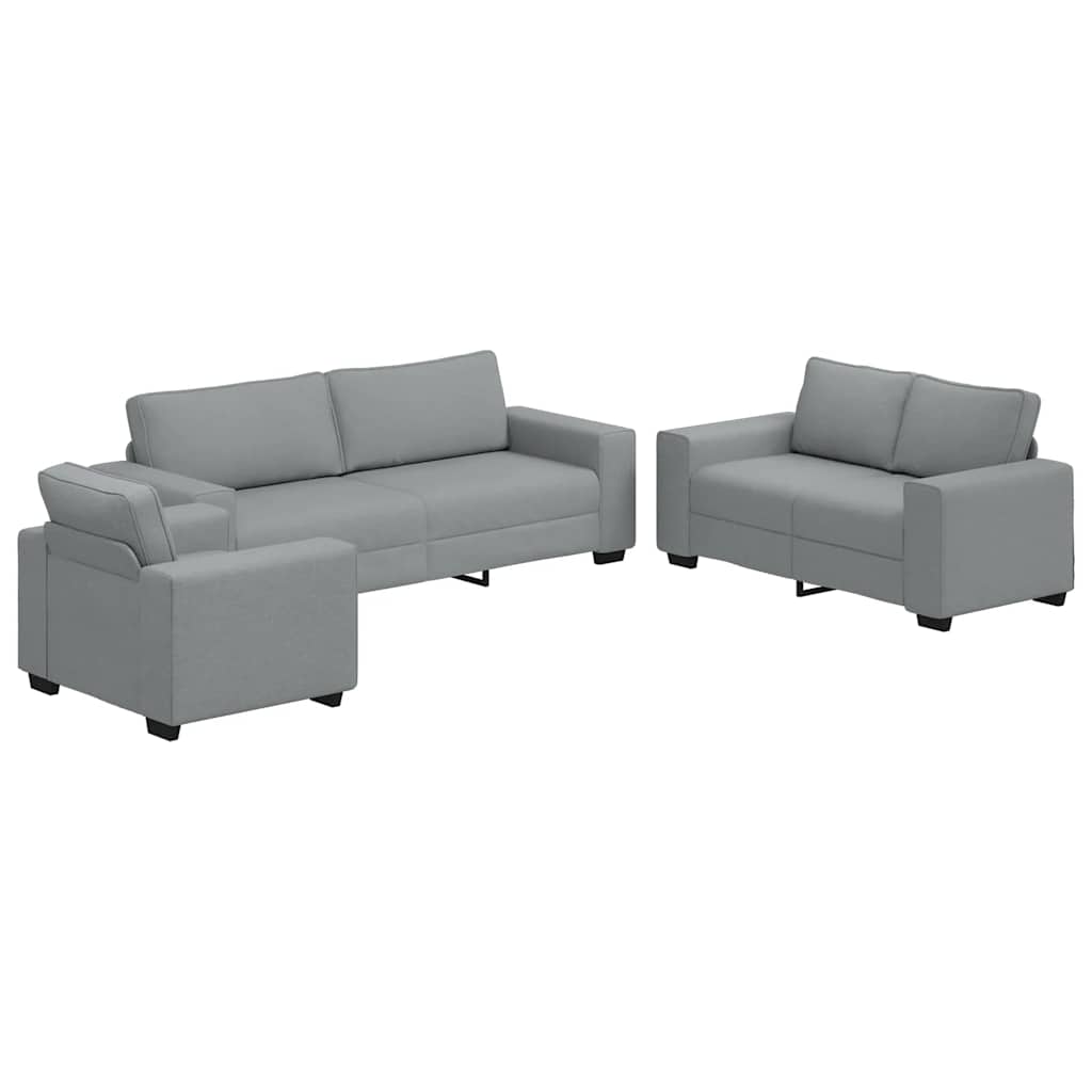 Ensemble de canapé 3 pièces avec coussins en tissu gris clair