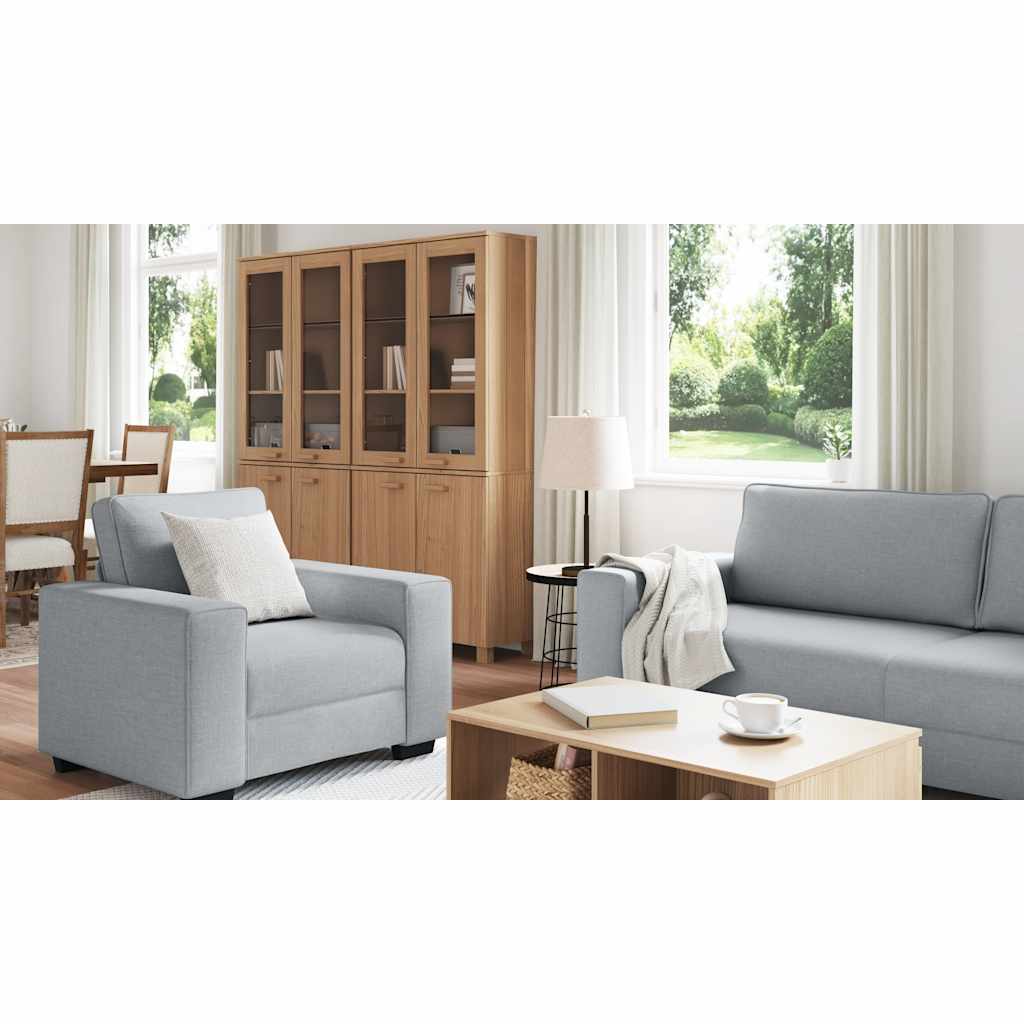 Ensemble de canapé 3 pièces avec coussins en tissu gris clair