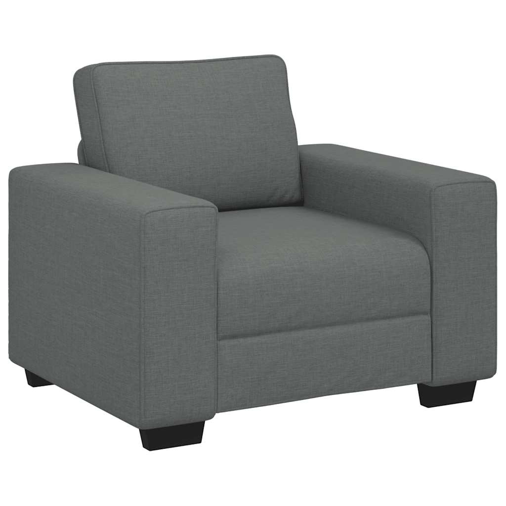 Ensemble de canapé 3 pièces avec coussins en tissu gris foncé