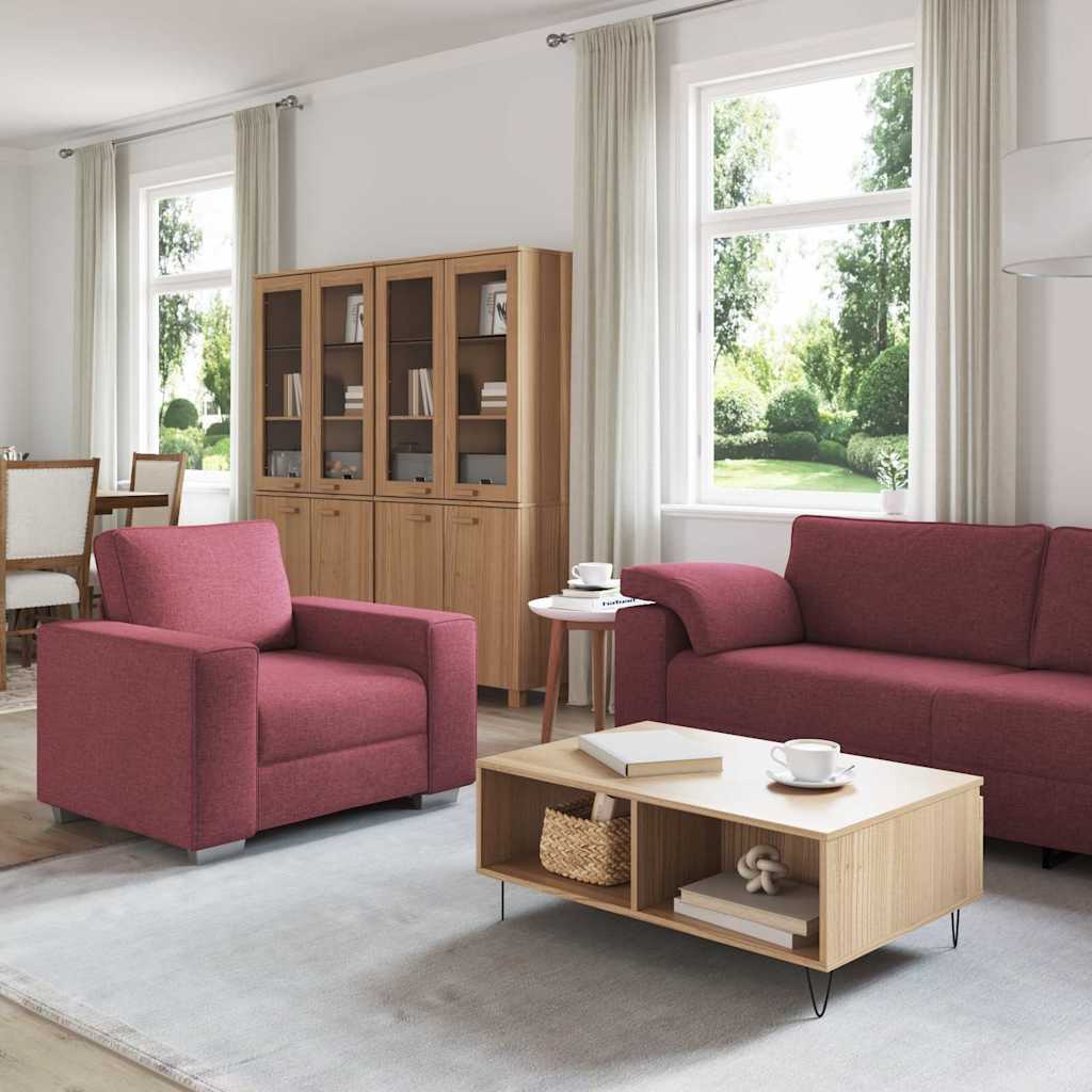 Sofa Set mit Kissen 3 pcs Weinrot 219 x 77 x 82 cm Stoff