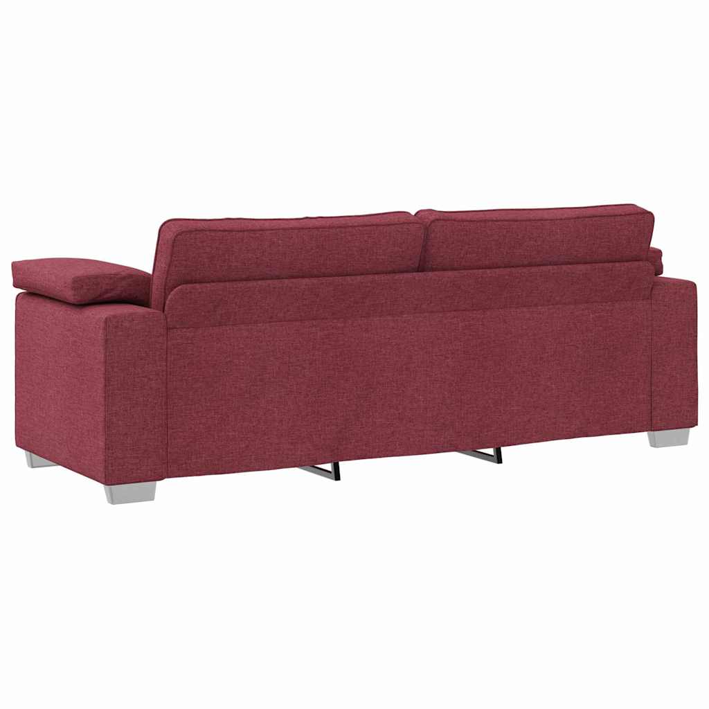 Sofa Set mit Kissen 3 pcs Weinrot 219 x 77 x 82 cm Stoff