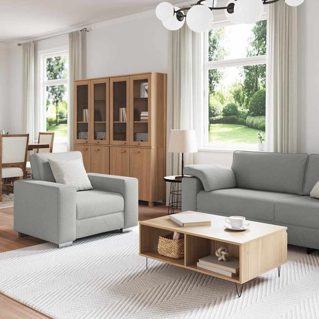 Sofa Set mit Kissen 3 pcs Grau 219 x 77 x 82 cm Stoff