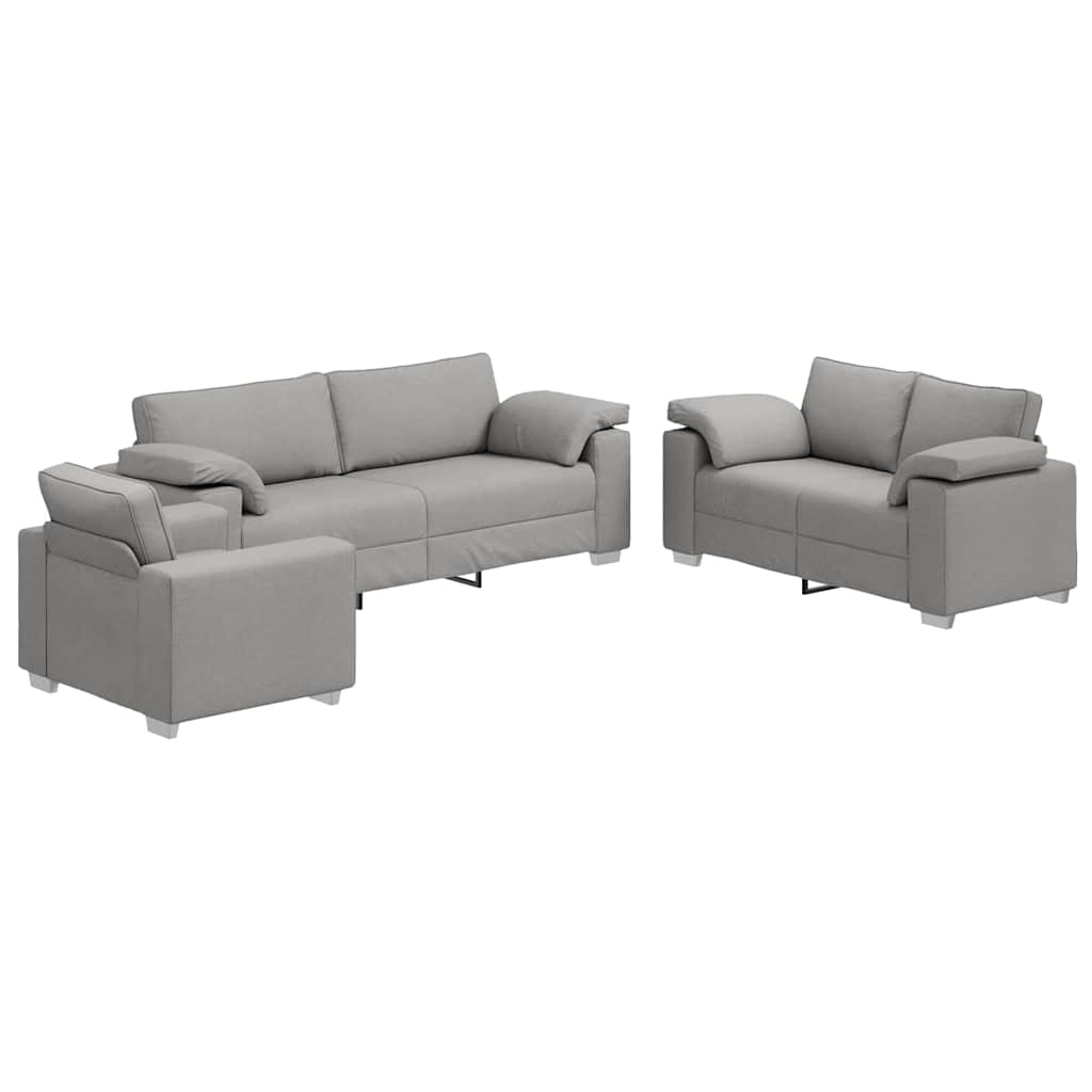 Sofa Set mit Kissen 3 pcs Grau 219 x 77 x 82 cm Stoff