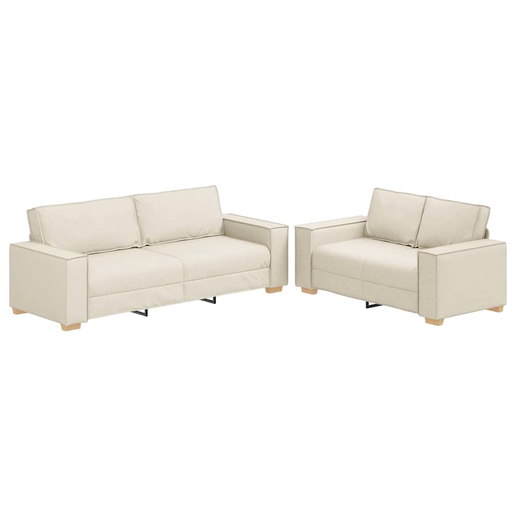 Sofa Stuhl mit Kissen 2 pcs Beige 220 x 78 x 84 cm Leinen