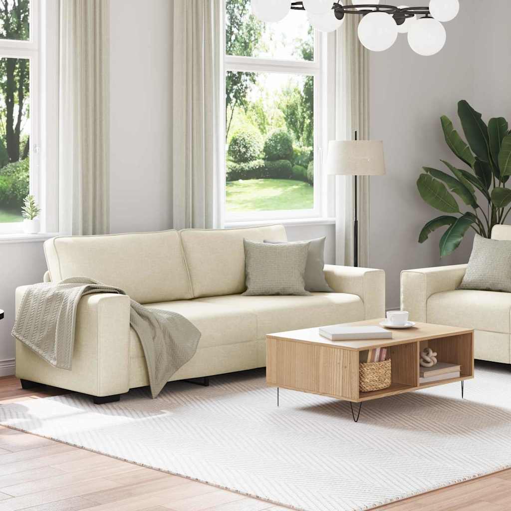 Sofa mit Kissen mit Kissen 2 pcs Beige 221 x 77 x 82 cm Leinen