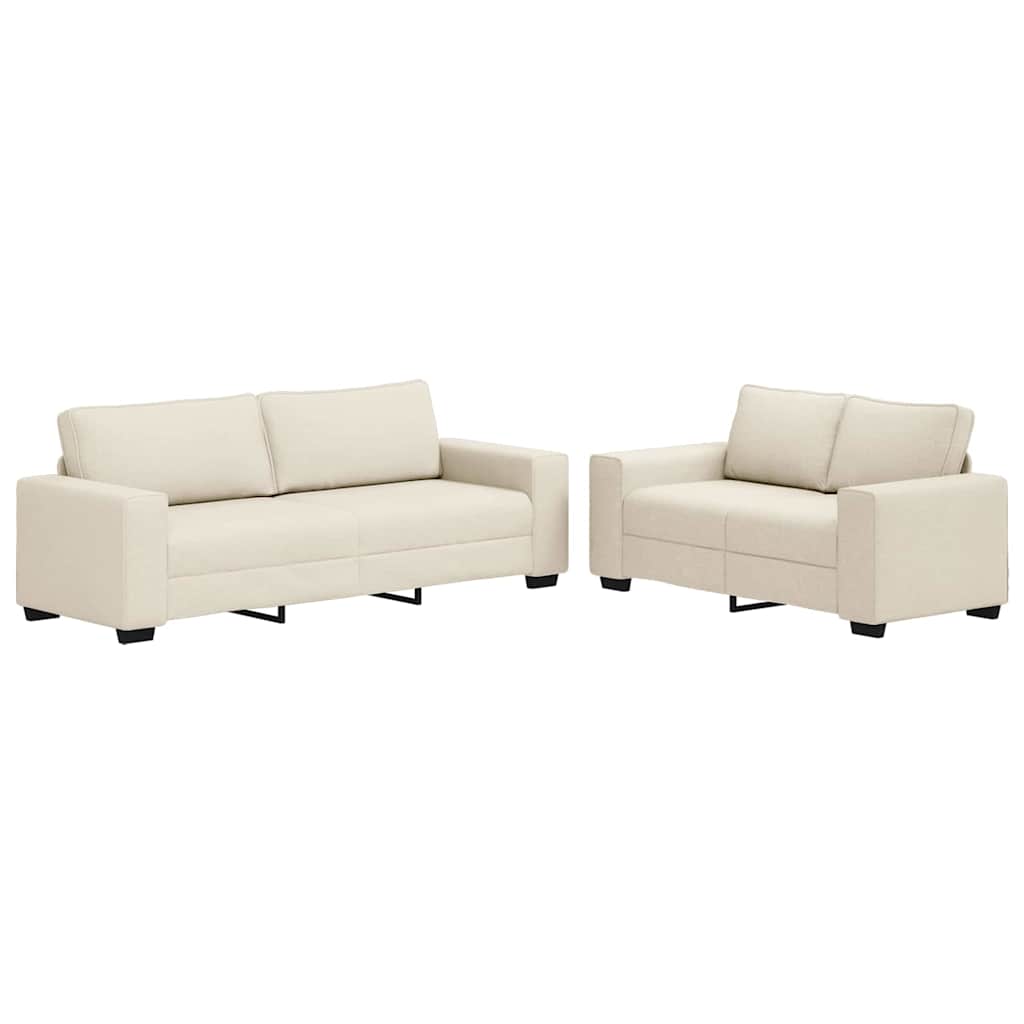 Sofa mit Kissen mit Kissen 2 pcs Beige 221 x 77 x 82 cm Leinen