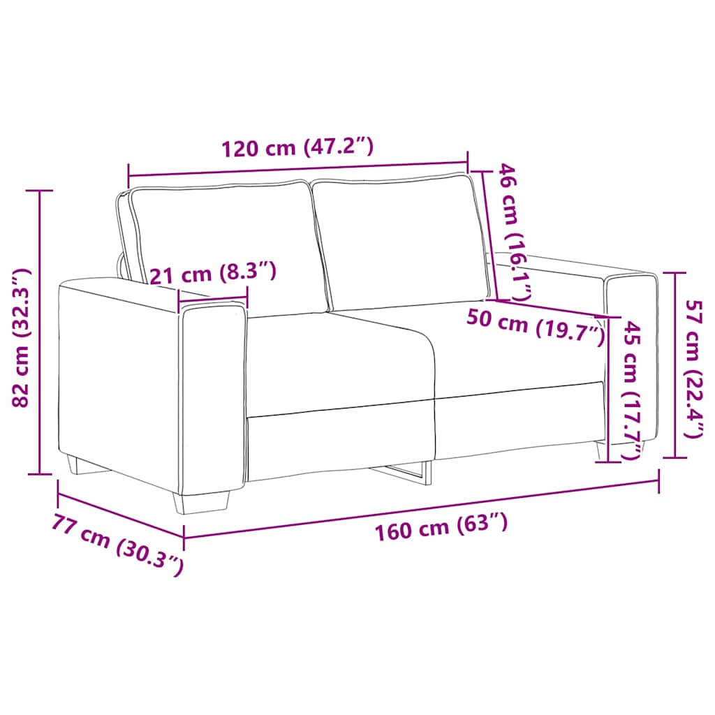 Sofa mit Kissen mit Kissen 2 pcs Beige 221 x 77 x 82 cm Leinen