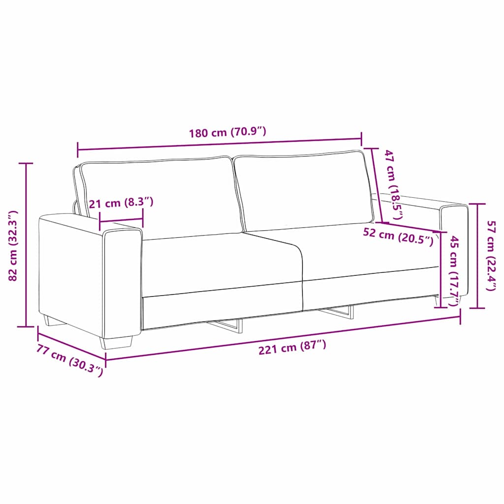 Sofa mit Kissen mit Kissen 2 pcs Beige 221 x 77 x 82 cm Leinen