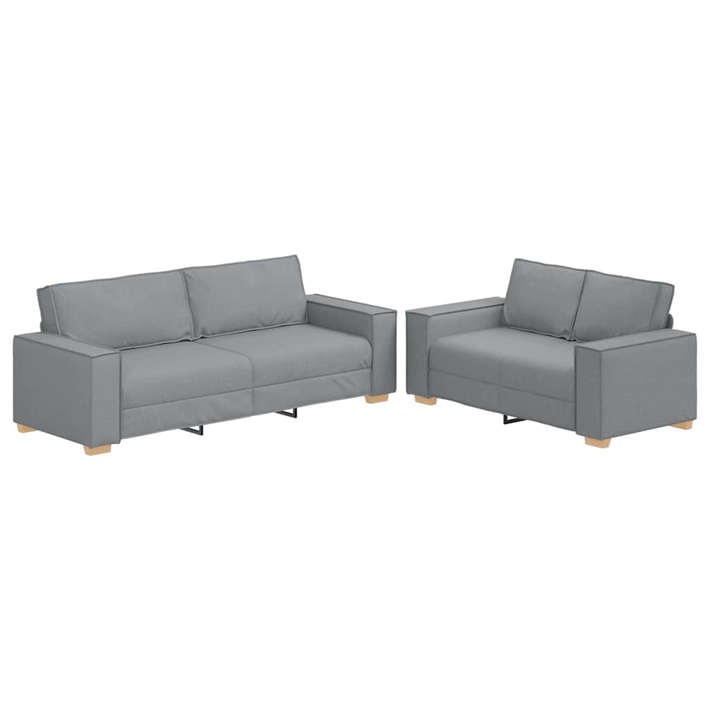 Ensemble de canapé 2 pièces avec coussins en tissu gris clair