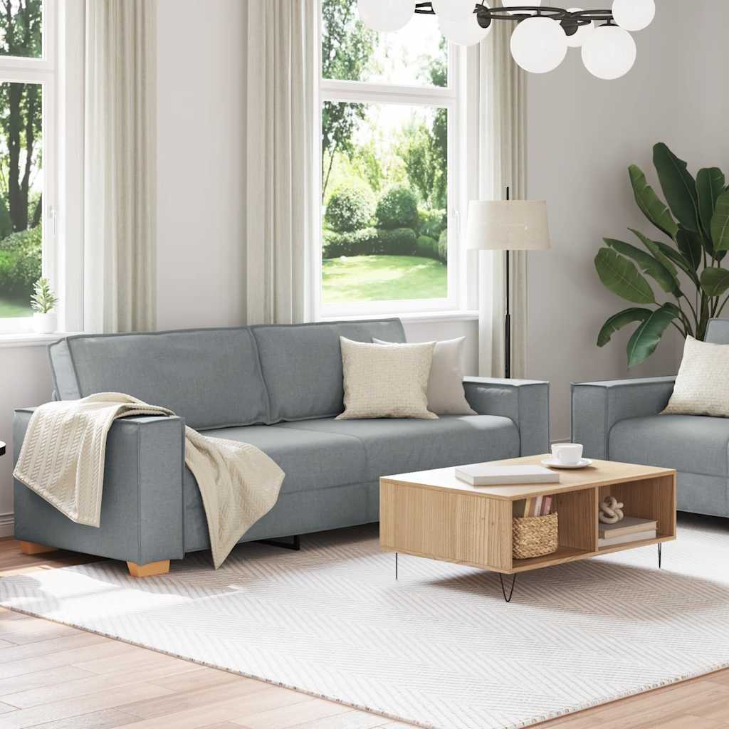 Ensemble de canapé 2 pièces avec coussins en tissu gris clair
