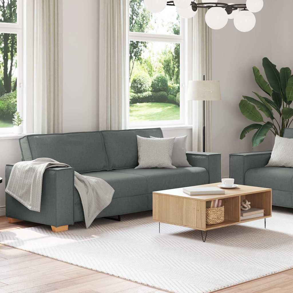 Ensemble de canapé 2 pièces avec coussins en tissu gris foncé