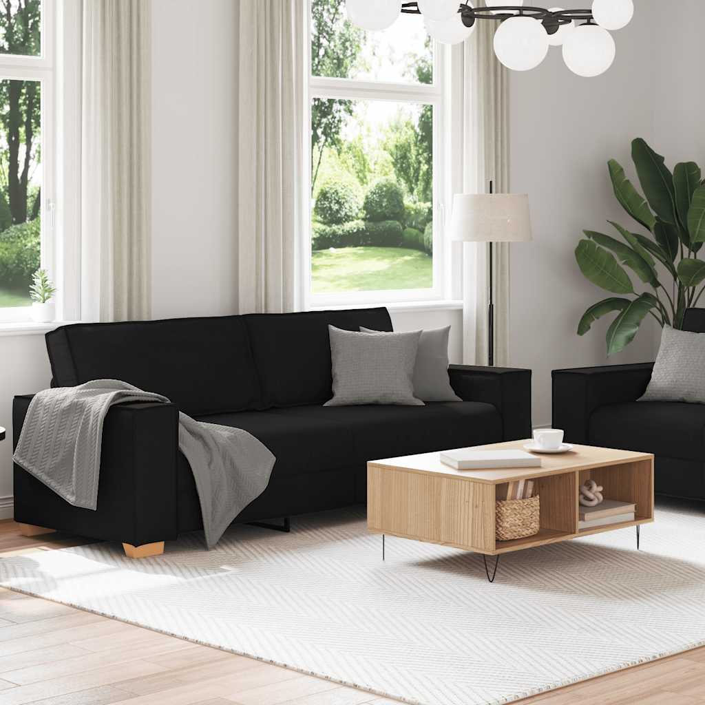 Ensemble de canapé 2 pièces avec coussins en tissu noir