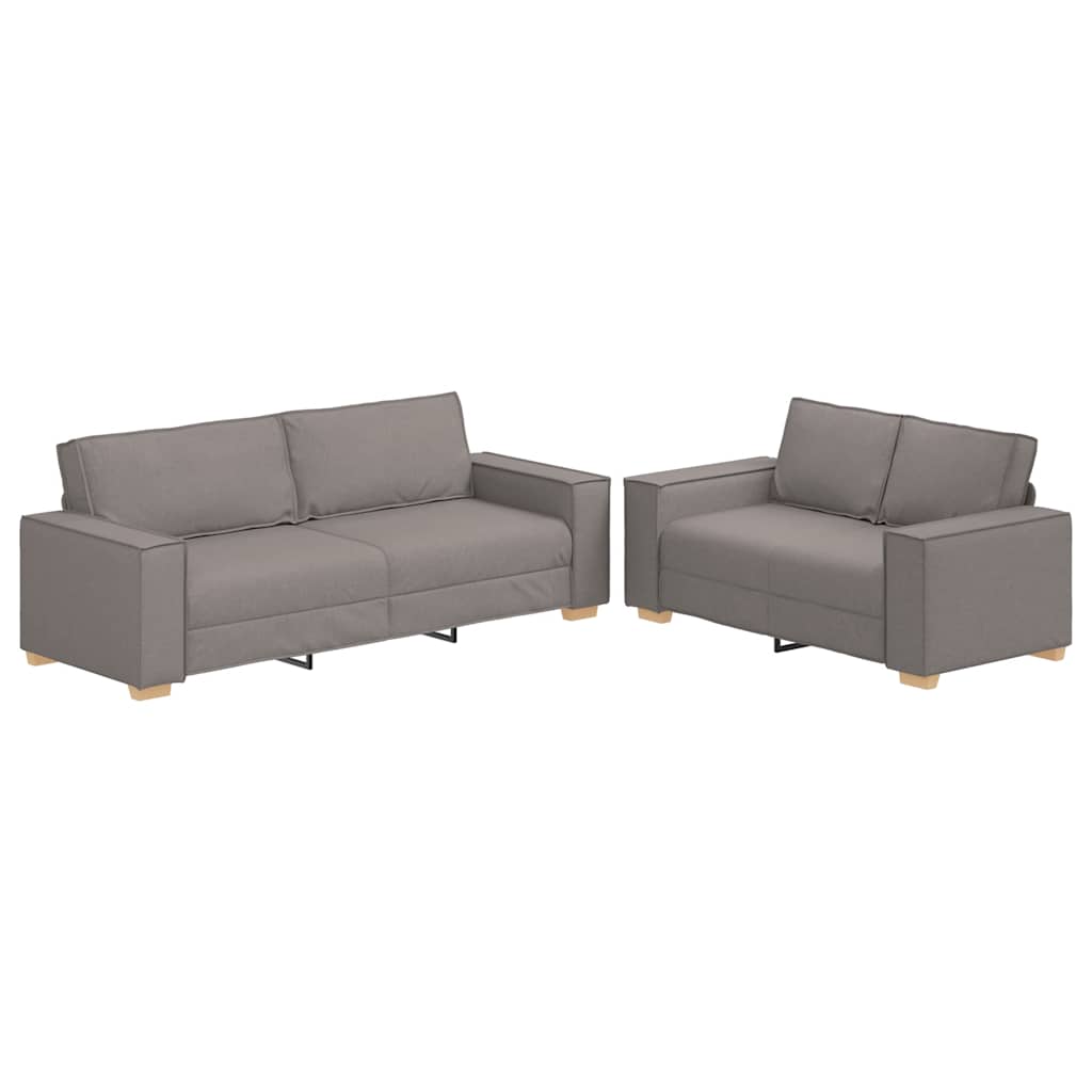Ensemble de canapé 2 pièces avec coussins en tissu taupe