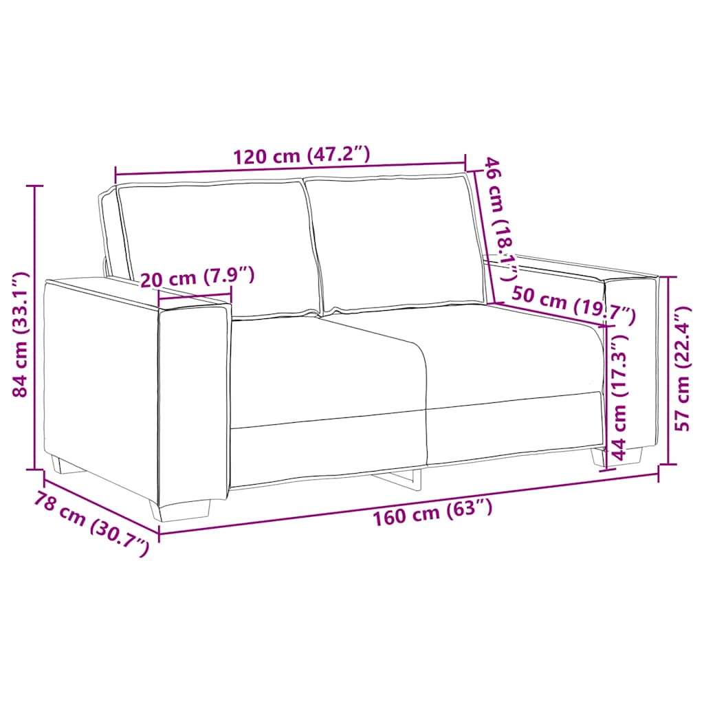 Ensemble de canapé 2 pièces avec coussins en tissu taupe