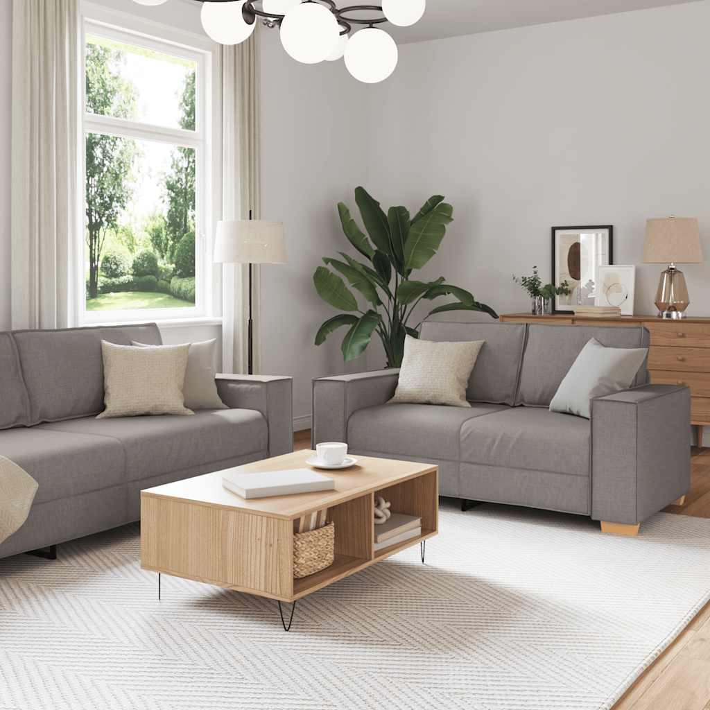 Ensemble de canapé 2 pièces avec coussins en tissu taupe