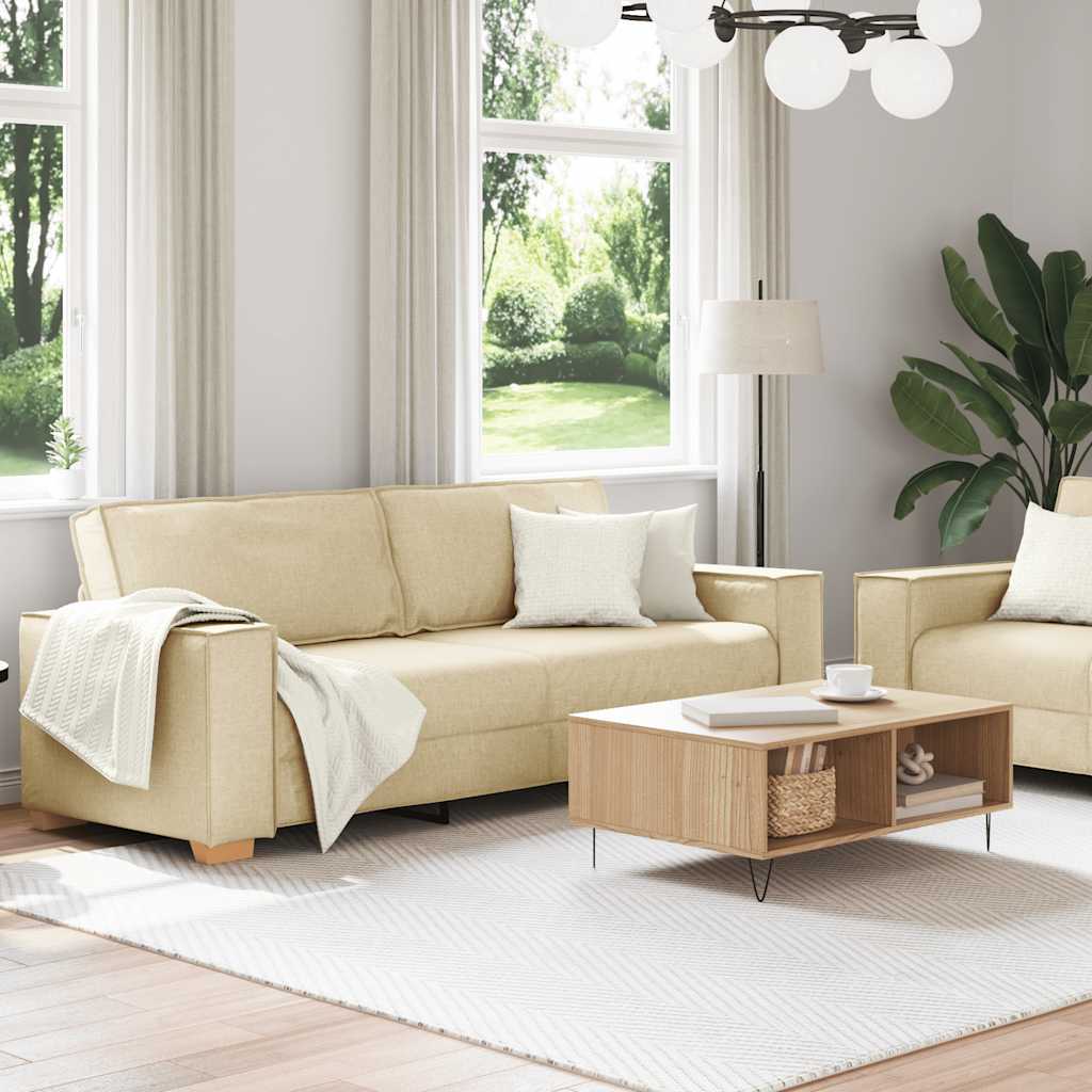 Ensemble de canapé 2 pièces avec coussins en tissu crème