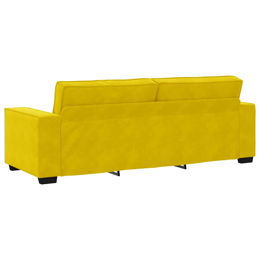 Ensemble de canapé 2 pièces avec coussins en velours jaune