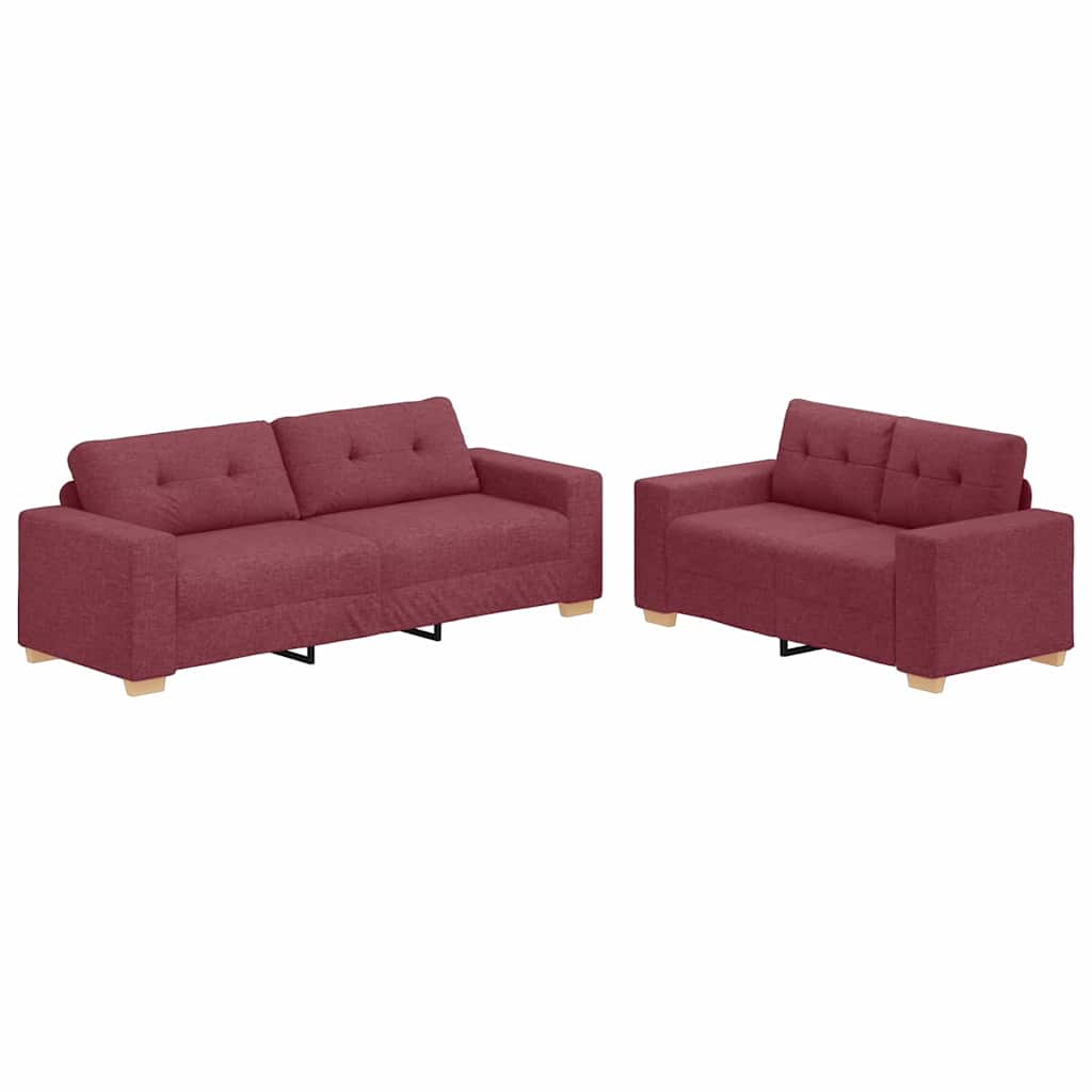 Sofa Set mit Kissen 2 pcs Weinrot 221 x 78 x 80 cm Stoff