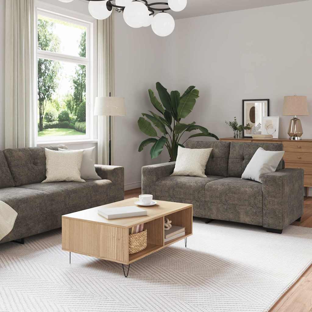 Sofa 2 pcs Dunkelgrau 221 x 78 x 80 cm Kunstleder