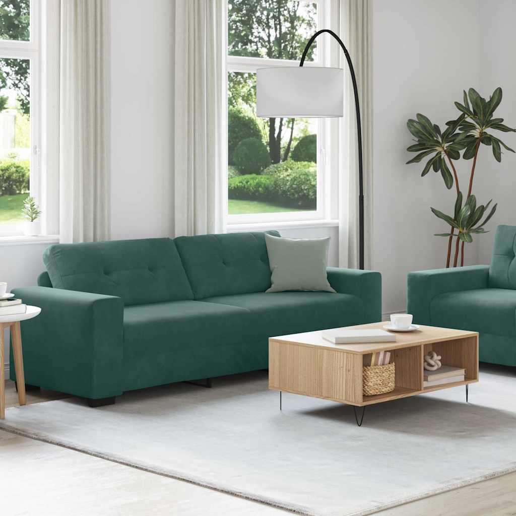 Sofa Set 2 pcs Dunkelgrün 221 x 78 x 80 cm Samt