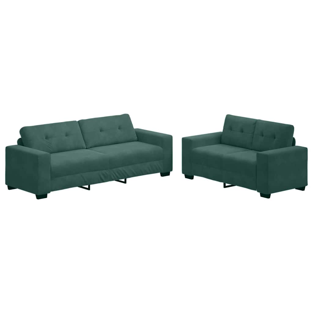 Sofa Set 2 pcs Dunkelgrün 221 x 78 x 80 cm Samt