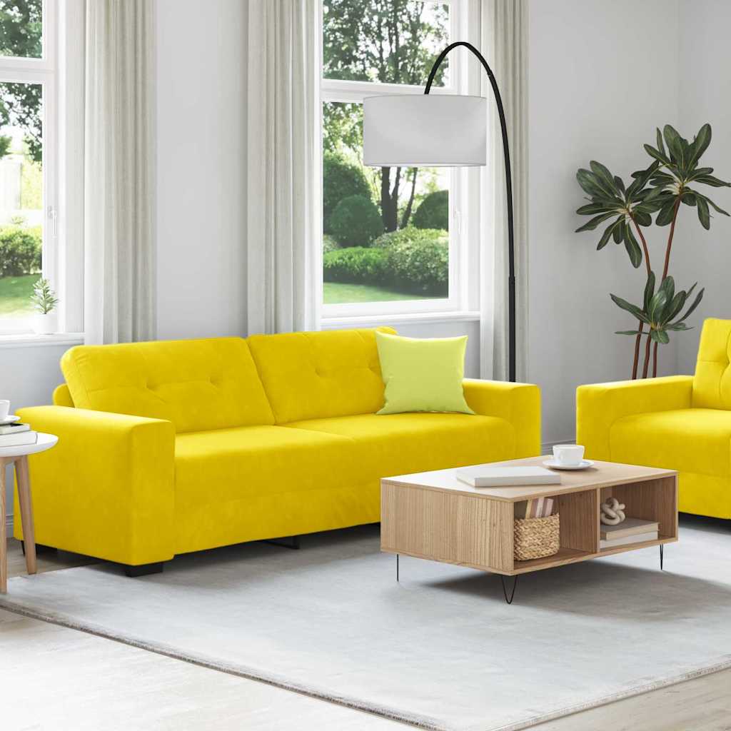 Sofa Set 2 pcs Gelb 221 x 78 x 80 cm Samt