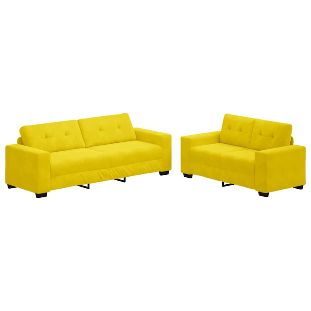 Sofa Set 2 pcs Gelb 221 x 78 x 80 cm Samt