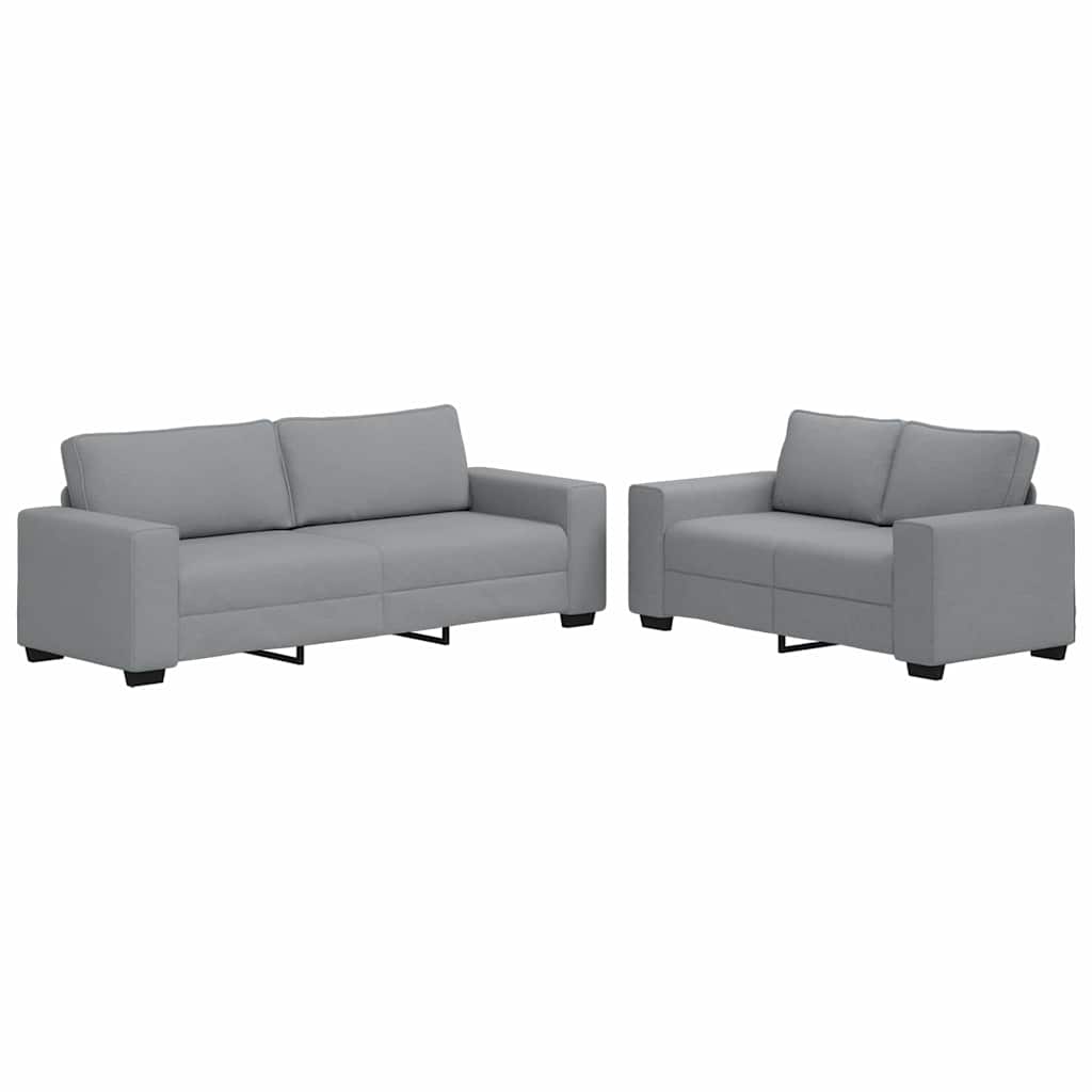 Ensemble de canapé 2 pièces avec coussins en tissu gris clair
