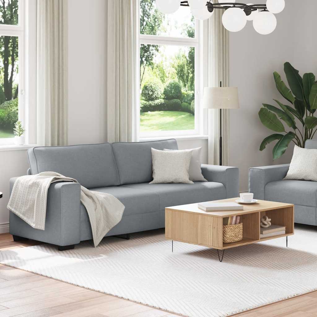 Ensemble de canapé 2 pièces avec coussins en tissu gris clair