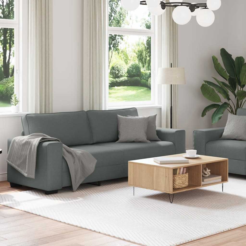 Ensemble de canapé 2 pièces avec coussins en tissu gris foncé