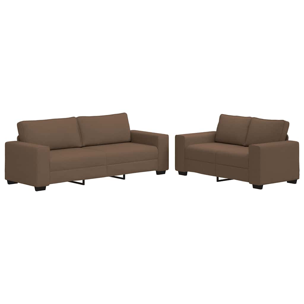 Ensemble de canapé 2 pièces avec coussins en tissu marron