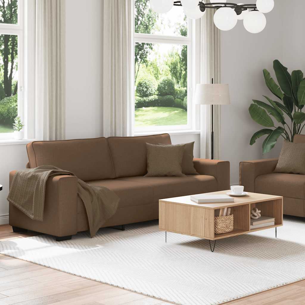 Ensemble de canapé 2 pièces avec coussins en tissu marron