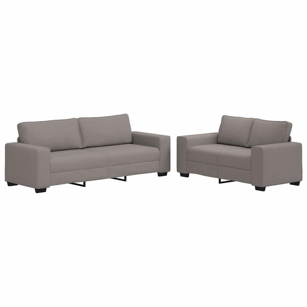 Ensemble de canapé 2 pièces avec coussins en tissu taupe