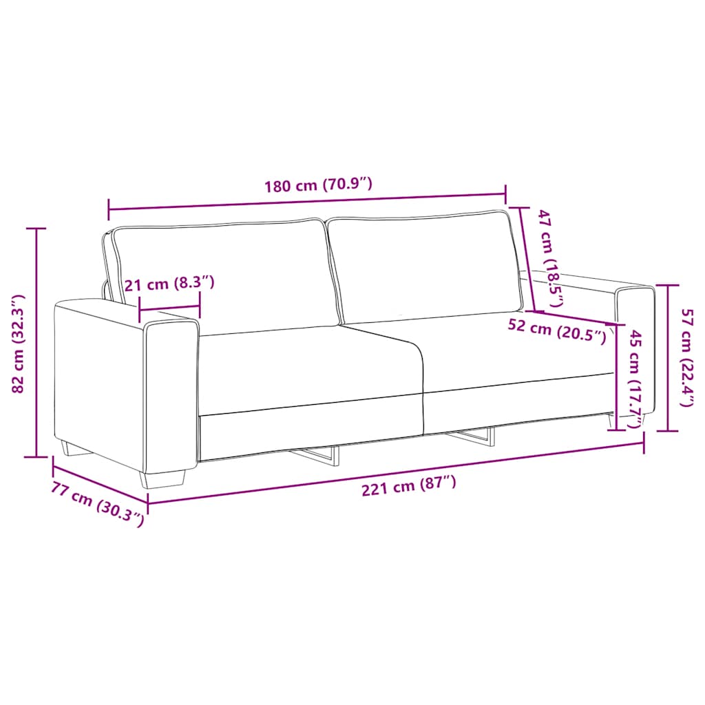 Ensemble de canapé 2 pièces avec coussins en tissu taupe